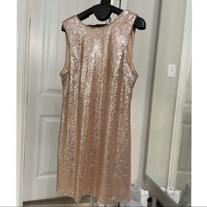Gold sequin shift dress